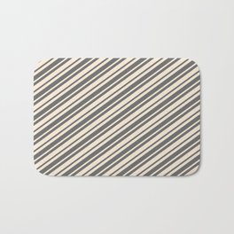 [ Thumbnail: Beige and Dim Gray Colored Lines/Stripes Pattern Bath Mat ]