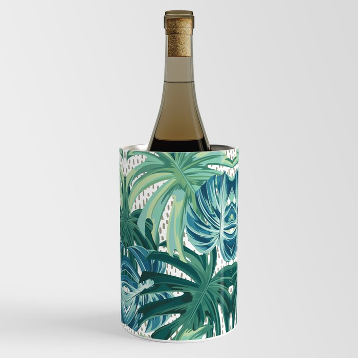 Tropical Palms, Green and Blue, Abstract Wine Chiller