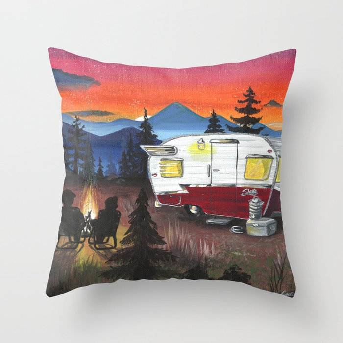 Shasta Mountain Sunset Throw Pillow