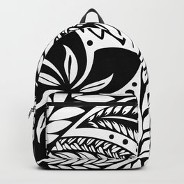 Circular Polynesian Black Floral Tattoo Backpack