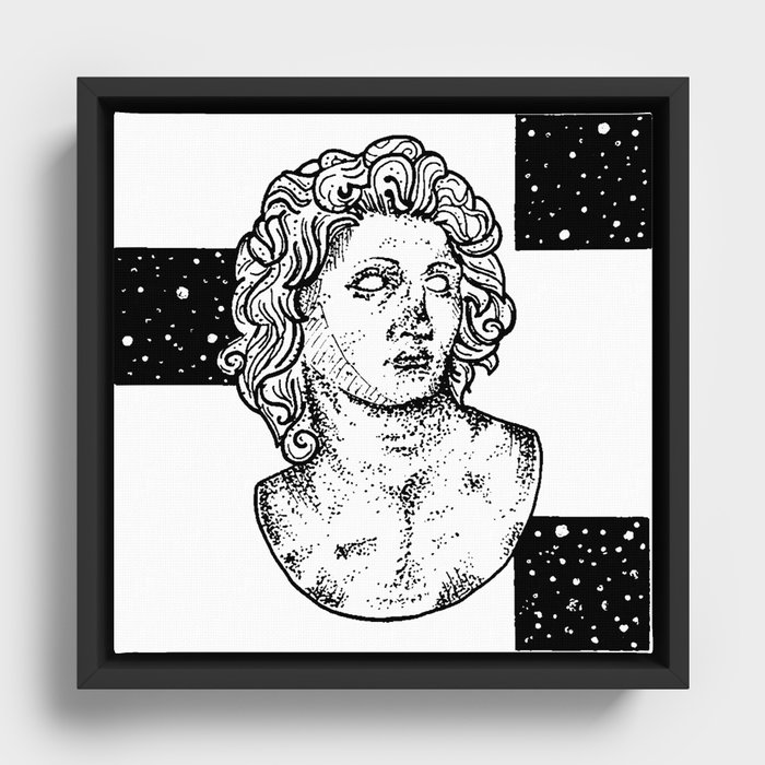 Bust of Alexander the Great Over Night Sky Framed Canvas