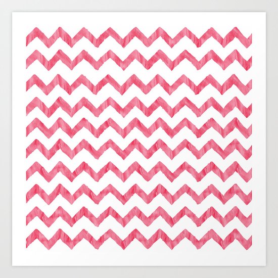 Chevron Red And White Art Print