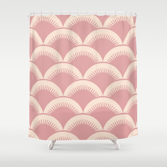Japanese Fan Pattern Dusty Rose 2 Shower Curtain
