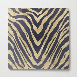 Zebra Stripes in Glam Blue and Gold Metal Print | Zebra, Graphicdesign, Striped, Glam, Hide, Curated, Illustration, Gold, Scandinavian, Stripe 