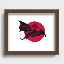Dragon and Moon Lino Print Recessed Framed Print