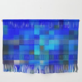 geometric pixel square pattern abstract background in blue Wall Hanging