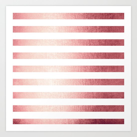 Simply Striped Rose Gold Twilight Art Print