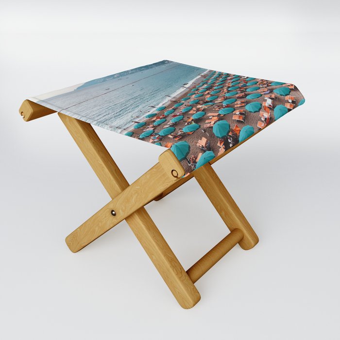 Italy Blue Maiori Beach And Umbrellas Folding Stool