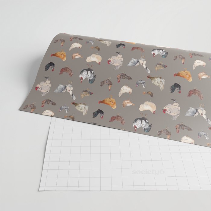 Chicken Happy pattern on modern neutral Wrapping Paper by NormaJeane Studio