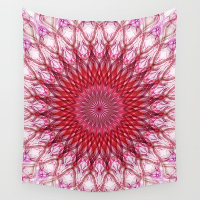 Red and white mandala Wall Tapestry