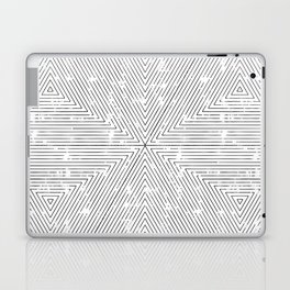 boho triangle stripes - black on white Laptop Skin