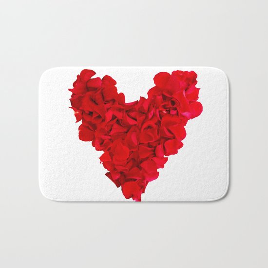heart shape, rose petals Bath Mat