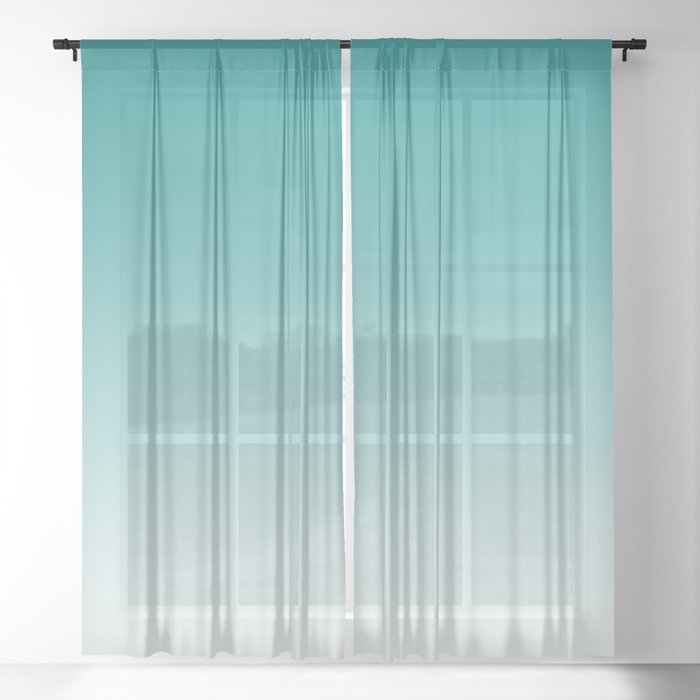 Simple Teal Ombre Sheer Curtain By, Ombre Sheer Curtains