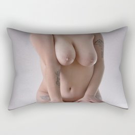 2861-MS Kneeling Nude Woman, Art Model Tattoos Beautiful Body Rectangular Pillow