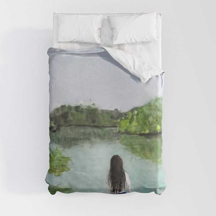 girl and nature Duvet Cover