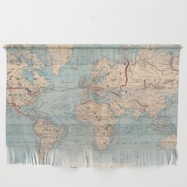 Vintage Map of The World (1876) Wall Hanging