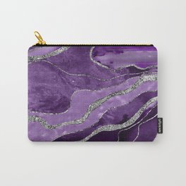 Purple Marble Agate Silver Glitter Glam #1 (Faux Glitter) #decor #art #society6 Carry-All Pouch | Marble, Geode, Marbled, Abstract, Agate, Gemstone, Bohemian, Stripes, Stone, Ink Art 