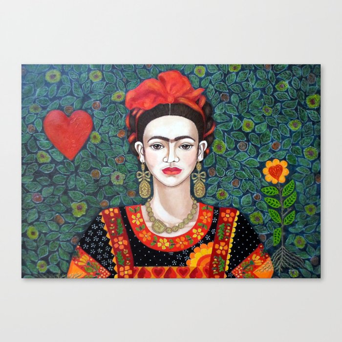 Frida - queen of hearts closer Canvas Print