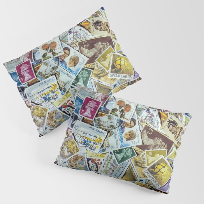 Postage Stamps Pillow Sham