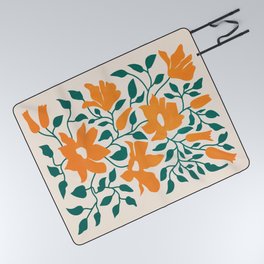 Tangerine & Pine: Matisse Flowers & Leaves Picnic Blanket