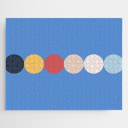 Dot - Colorful Minimalistic Geometric Circle Art Pattern on Blue Jigsaw Puzzle