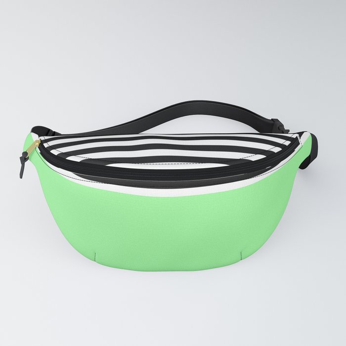 Mint Green With Black and White Stripes Fanny Pack