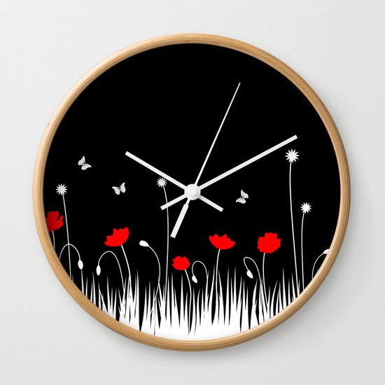 Red poppies Wall Clock