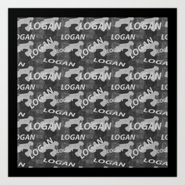  Logan pattern in gray colors and watercolor texture Art Print