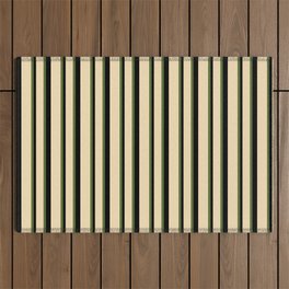 [ Thumbnail: Dark Olive Green, Tan & Black Colored Striped Pattern Outdoor Rug ]