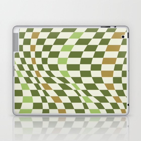 Sage green beige warp checked Laptop & iPad Skin