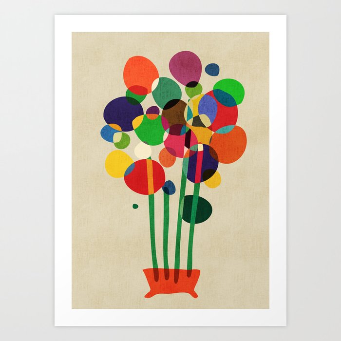 Happy flowers in the vase Art Print