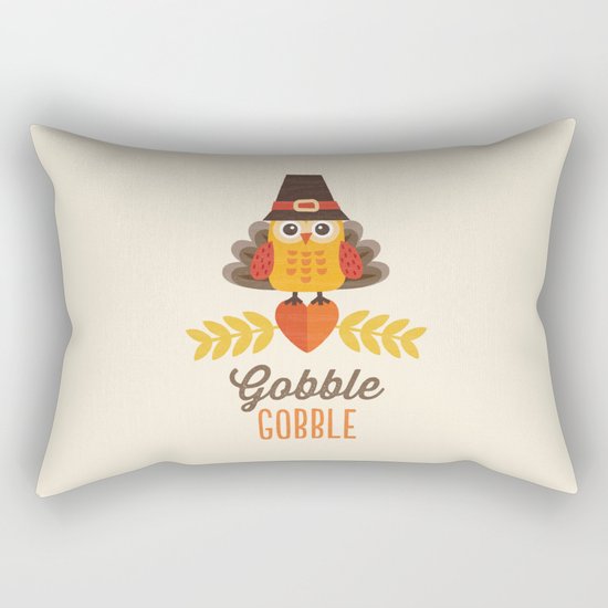 THANKSGIVING OWL IN TURKEY COSTUME AND PILGRIM HAT Rectangular Pillow