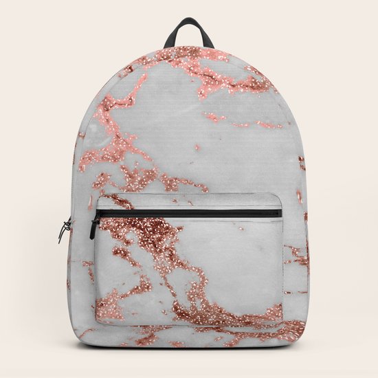 marble backpack rose gold