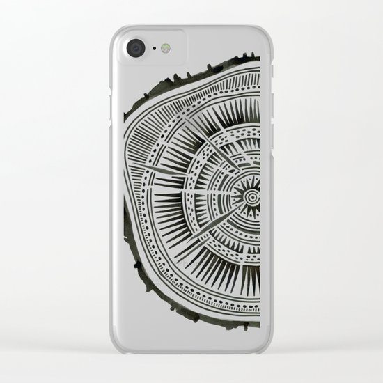 Paper Birch – Black Tree Rings Clear iPhone Case
