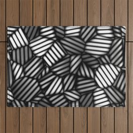 Grayscale Leaves Pattern Outdoor Rug