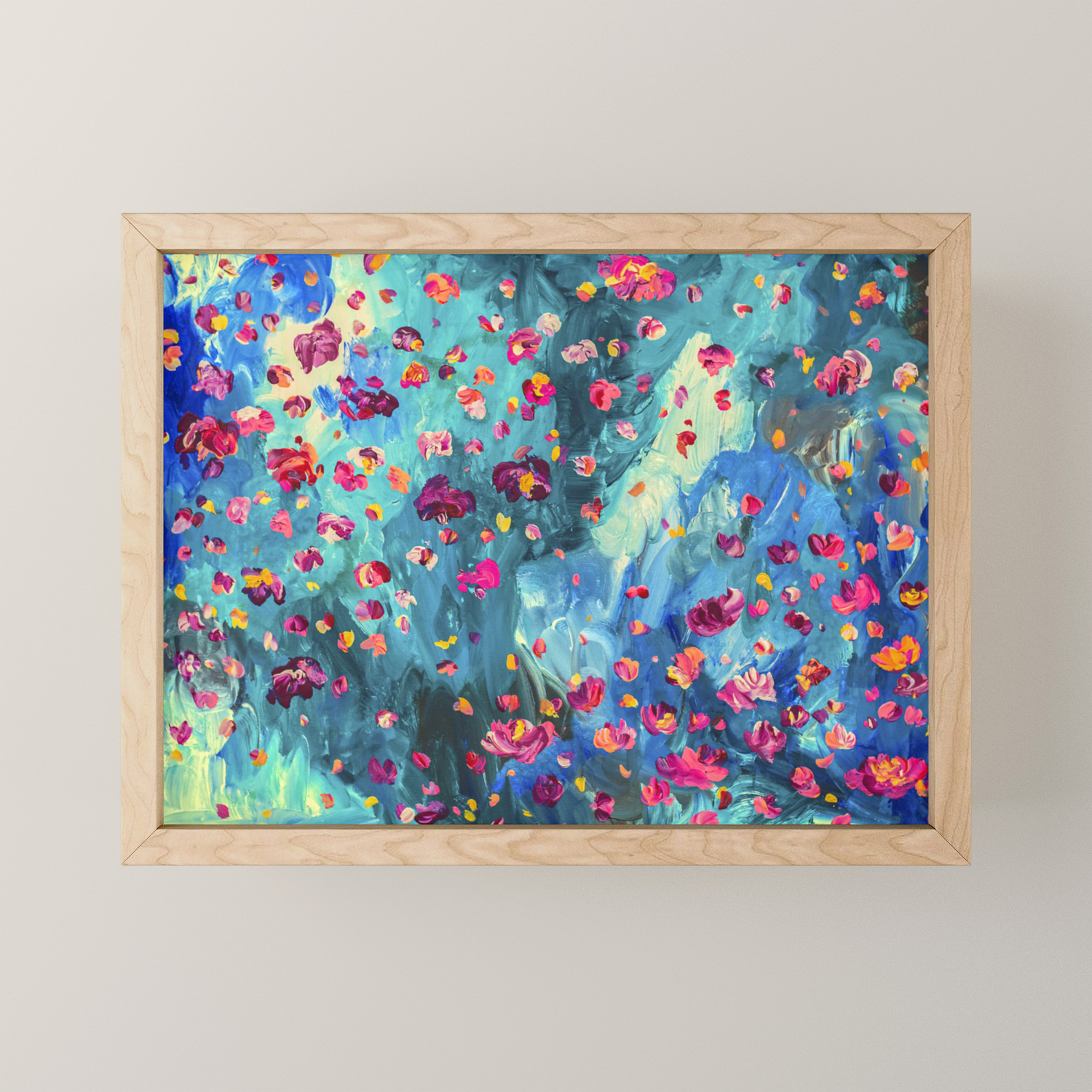 Moody Floral Abstract Painting Framed Mini Art Print By