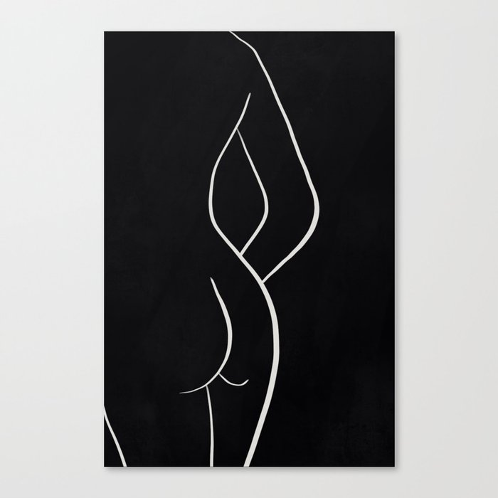 Woman line drawing - Illstration, black and white art - Modern and abstract wall art Canvas Print