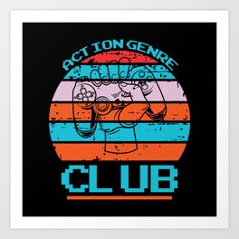 Action Genre Club Funny Gamer Art Print | Science, Geeky, Nerd, Meme, Cool, Gamer, Birthday, Graphicdesign, Retro, Geek 