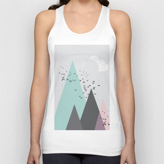 Geometric landscape - Swirling birds Unisex Tank Top