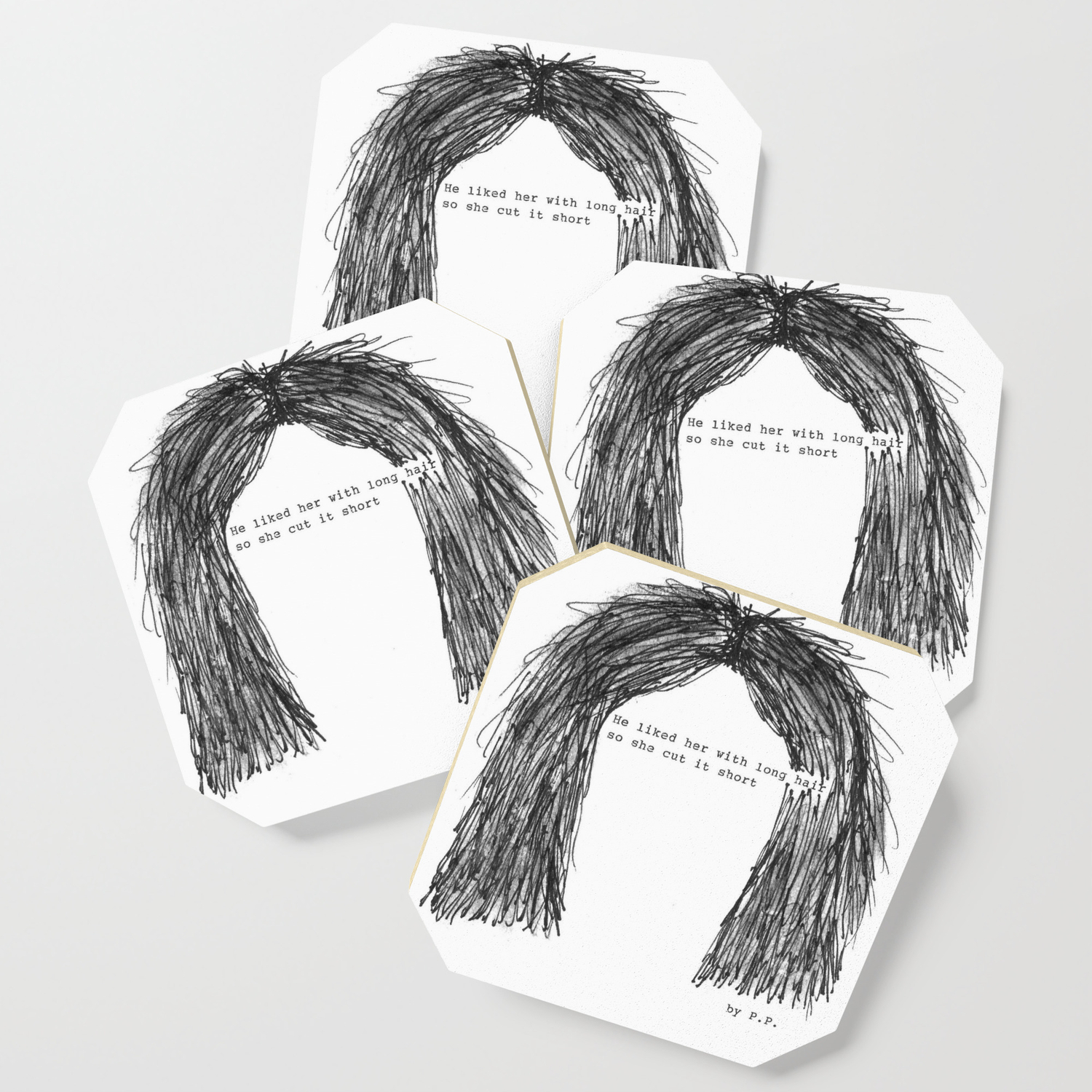 Short hair (famous tumblr quote) by Pien Pouwels Coaster by oceanflowerbird  | Society6