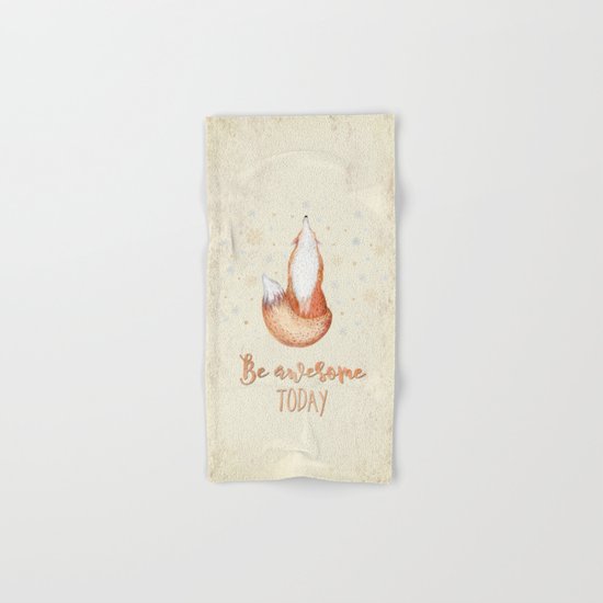 Be awesome today - Watercolor animal illustration and Typography Hand & Bath Towel