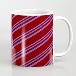 [ Thumbnail: Slate Blue and Maroon Colored Lines Pattern Coffee Mug ]