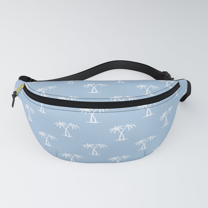 Pale Blue And White Palm Trees Pattern Fanny Pack