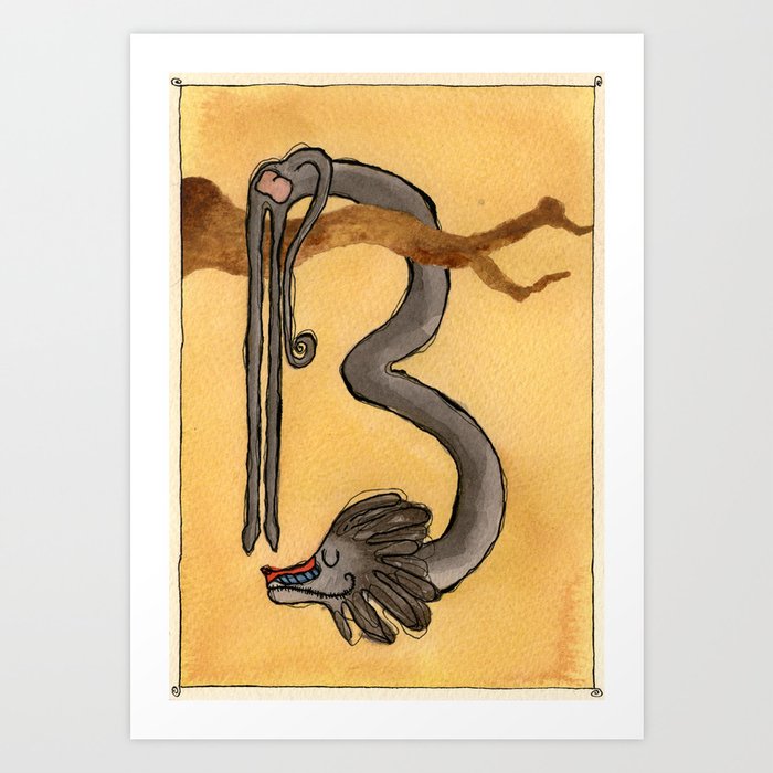 Animal's Alphabet - B for 'Babbuino' Art Print