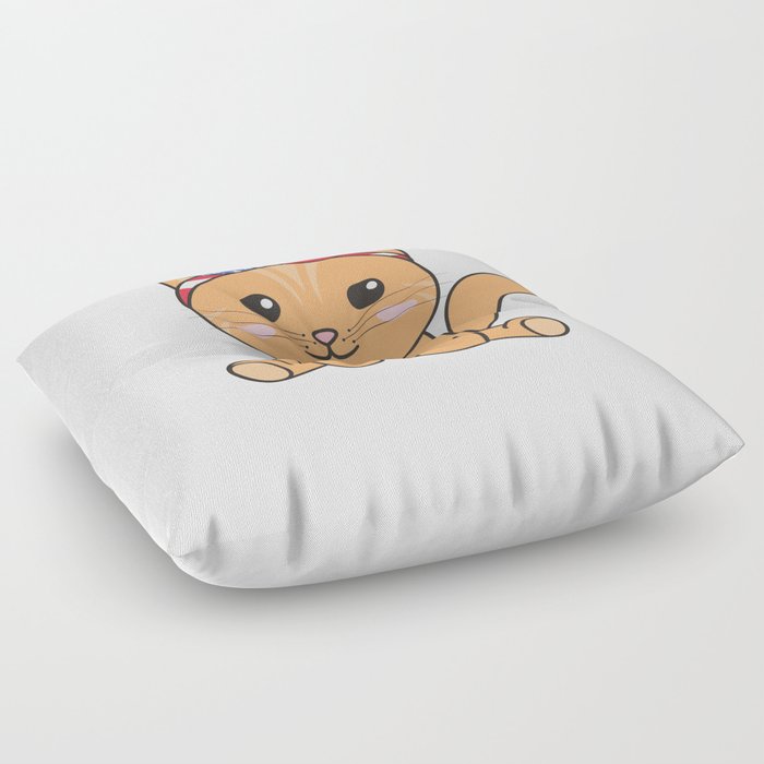 4th Of July American Cat For Kids Cute Usa Cat Floor Pillow