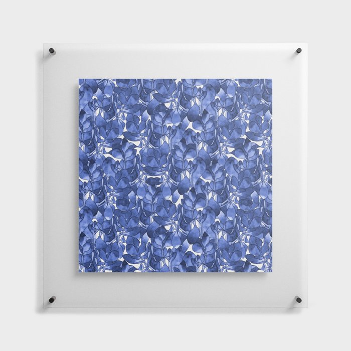 Botanical Navy Blue Pattern Floating Acrylic Print