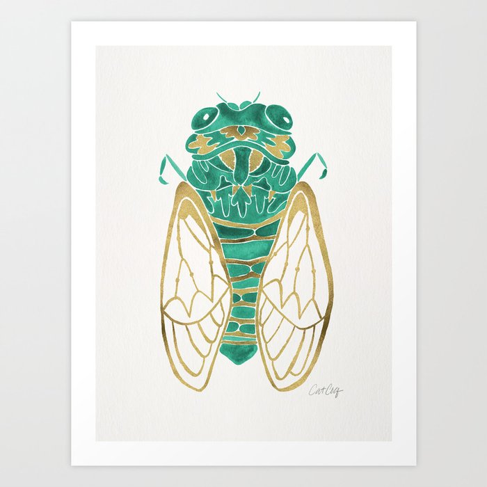 Cicada – Green & Gold Art Print