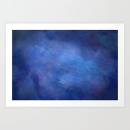 Abstract Soft Watercolor Gradient Ombre Blend 2 Deep Dark Blue and Light Blue Art Print