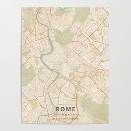 Rome, Italy - Vintage Map Poster