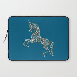 Floral Unicorn in Blue + Coral Laptop Sleeve